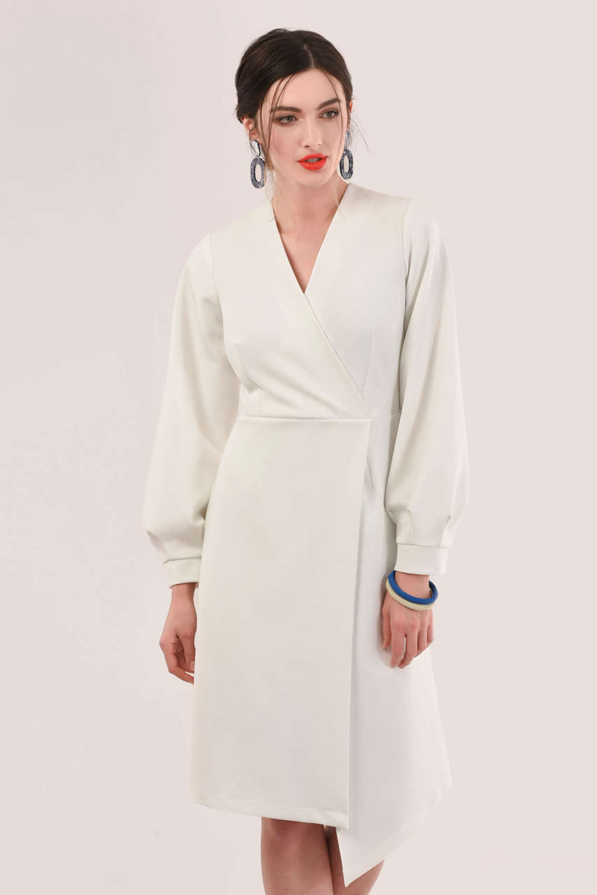 Ivory Long Sleeve Wrap Dress | Closet ...